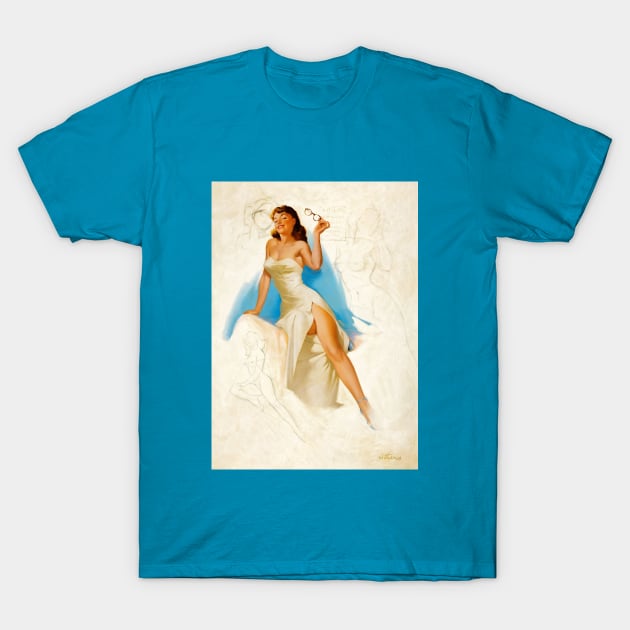 Pinup with Glasses: Vintage Ted Withers Pinup T-Shirt by Jarecrow 